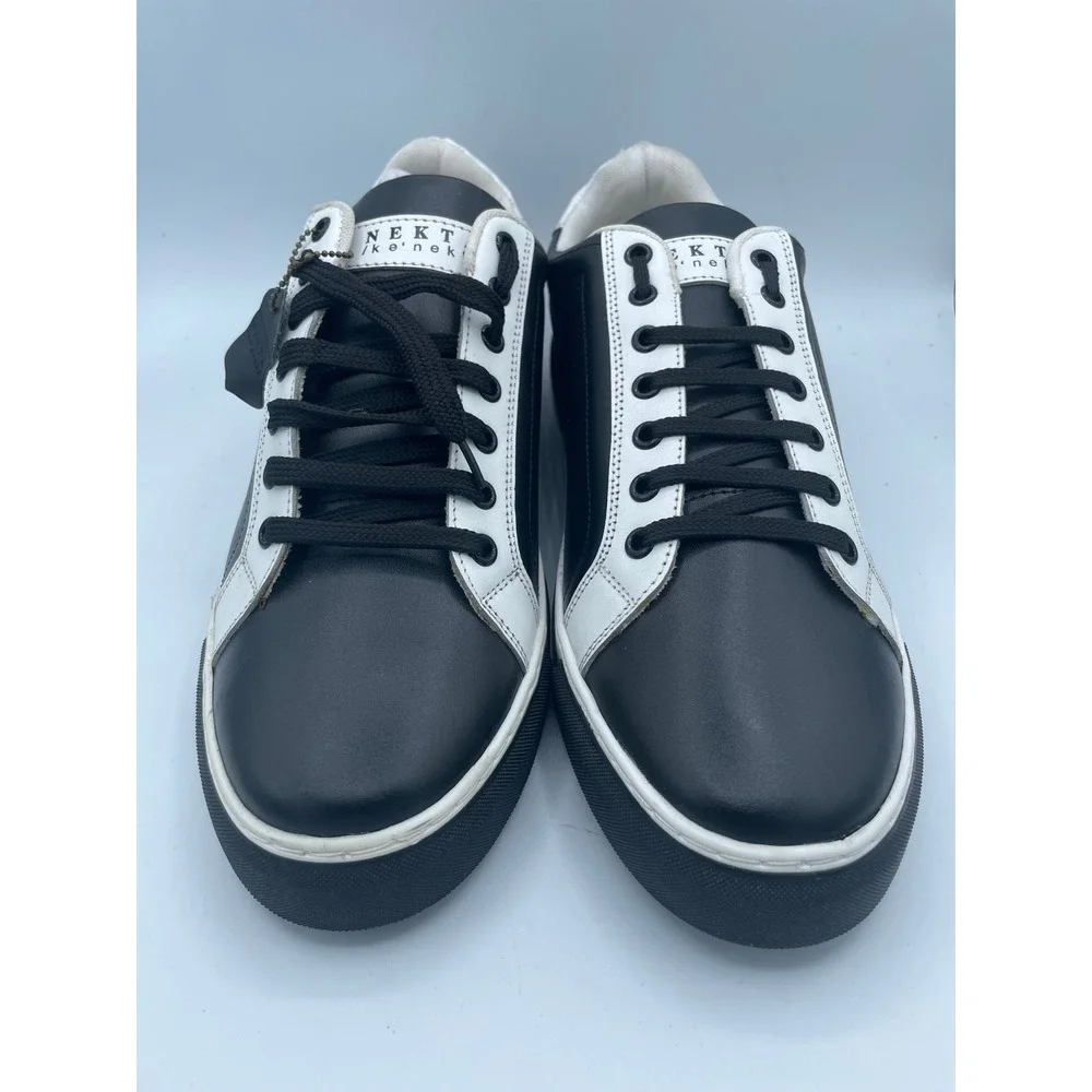 Nekta Genesis Mens Size 13 Black White‎ Leather Low Top Sneakers Shoes